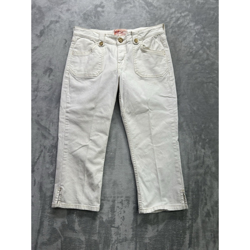 Vintage Y2K Levi Strauss Capri Mid Rise White Stretch Denim Pants Jeans Sz 10